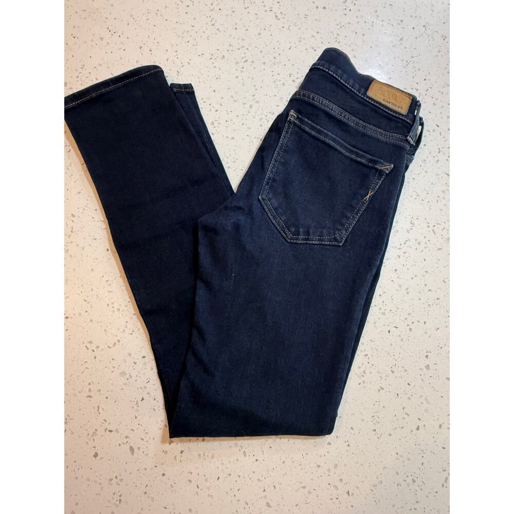 EXPRESS DARK BLUE STRETCH SKINNY MIDRISE DENIM WOMENS SIZE 00